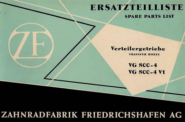 ZF Verteilergetriebe VG 800-4, VG 800-4 V1, Ersatzteilliste, Buchcover