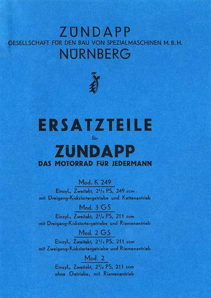 Zündapp K249 GS 2 GS Ersatzteilkatalog, Buchcover