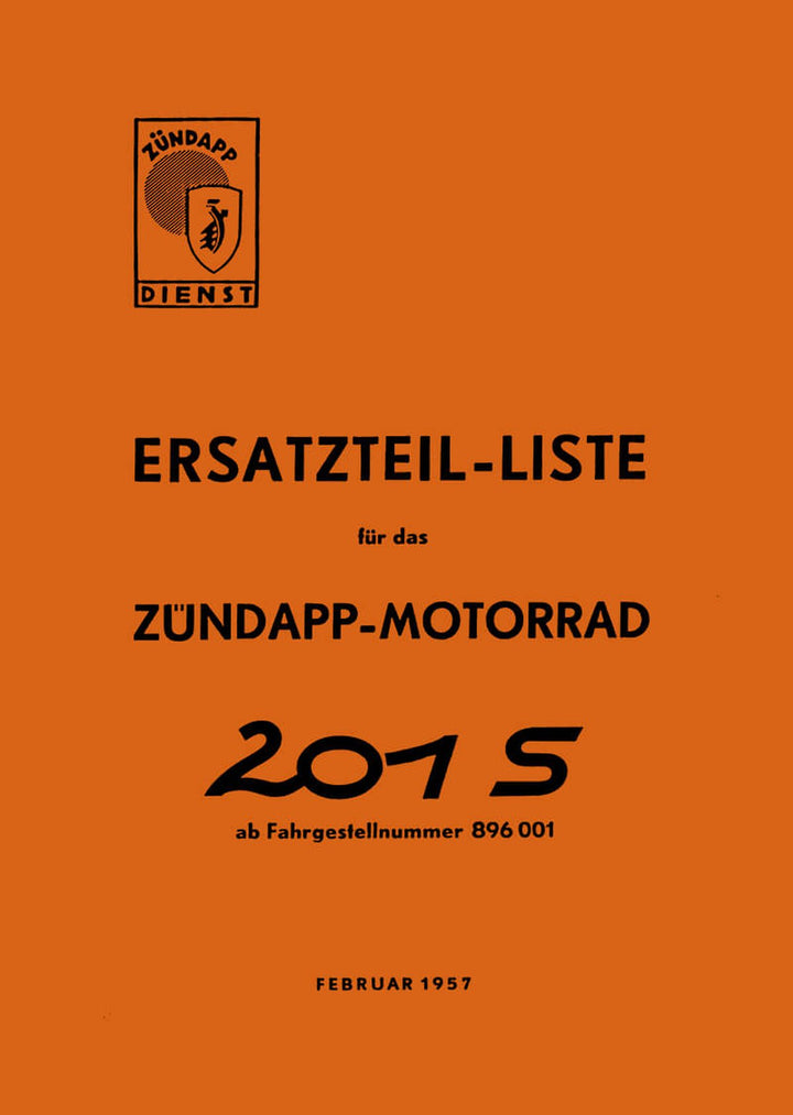 Zündapp 201S Ersatzteilkatalog, Buchcover
