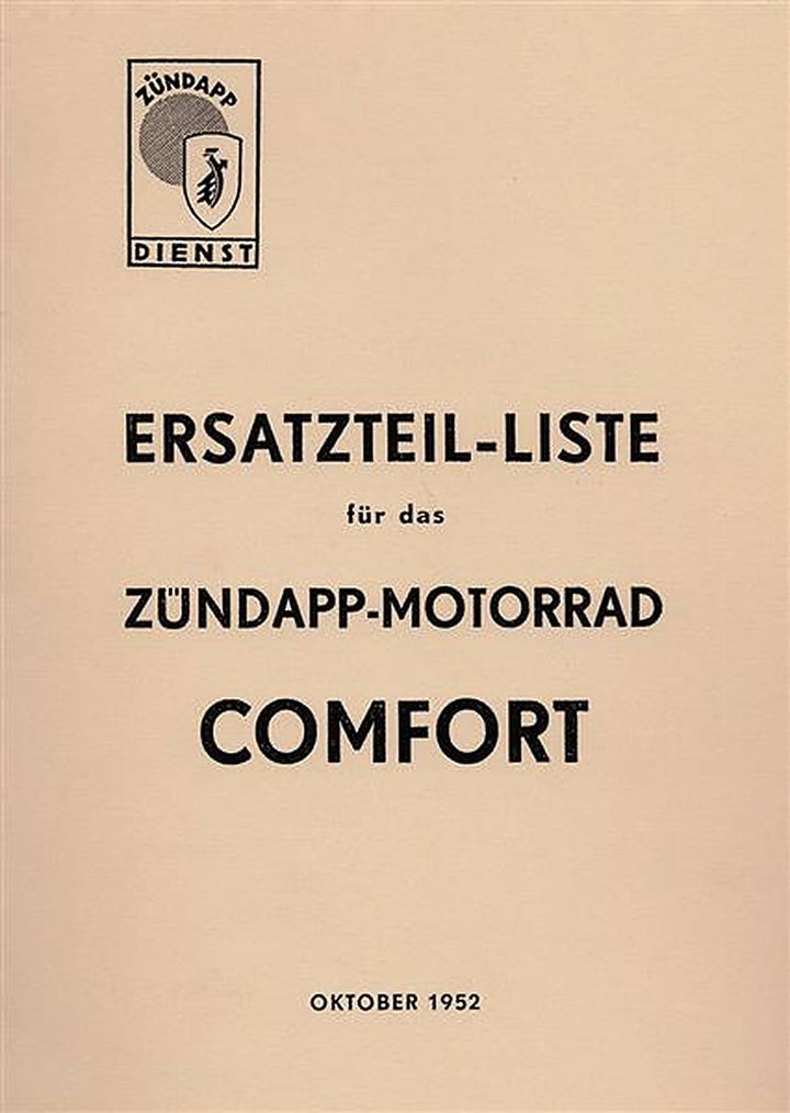 Zündapp Comfort Ersatzteilkatalog, Buchcover