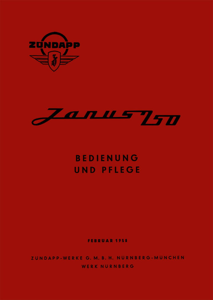 Zündapp Janus 250 Bedienungsanleitung, Buchcover