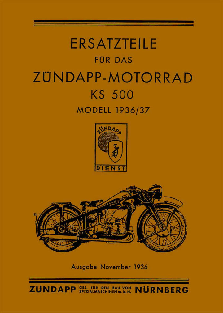Zündapp KS500 Ersatzteilkatalog, Buchcover
