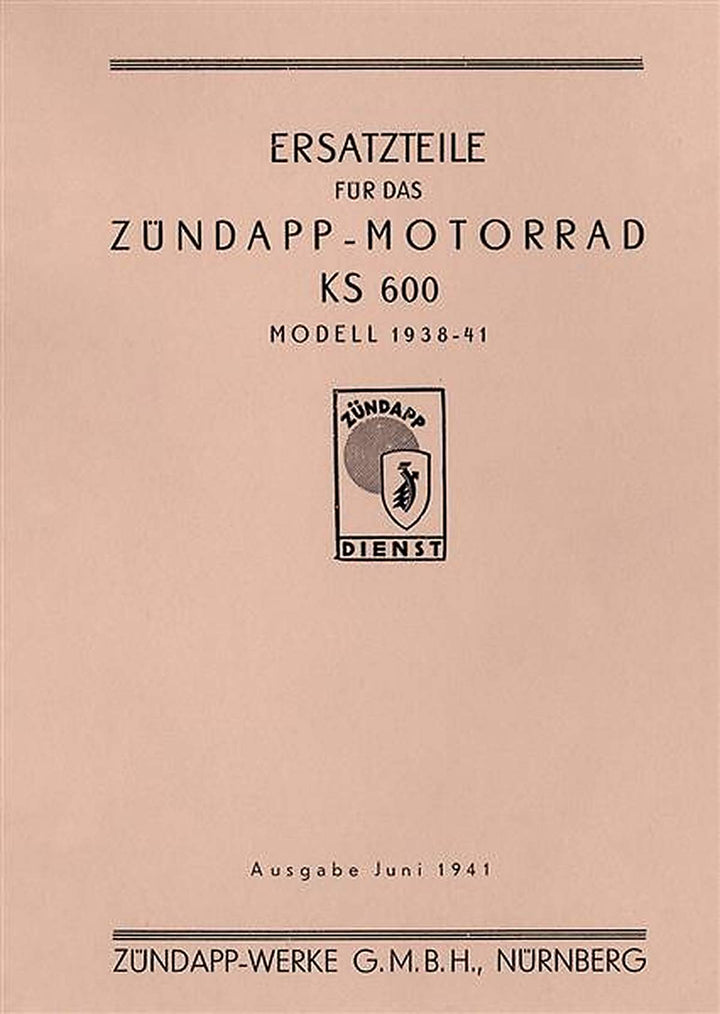 Zündapp KS600 Ersatzteilkatalog, Buchcover