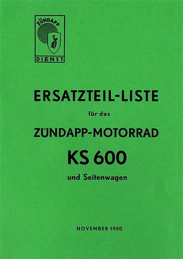 Zündapp KS600 und Seitenwagen Ersatzteilkatalog, Buchcover