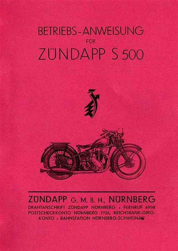 Zündapp S500 Betriebsanleitung, Buchcover