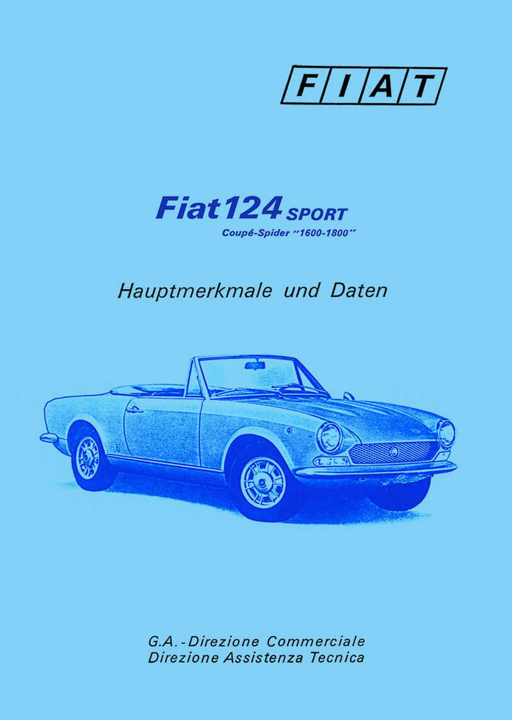 Fiat 124 Sport Hauptmerkmale und Daten, Buchcover