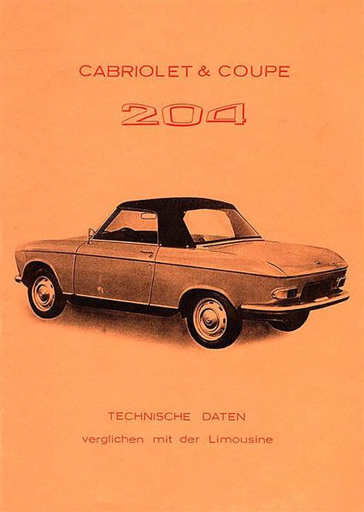 Peugeot 204 Cabriolet und Coupé, Kurz-Reparaturanleitung, Buchcover