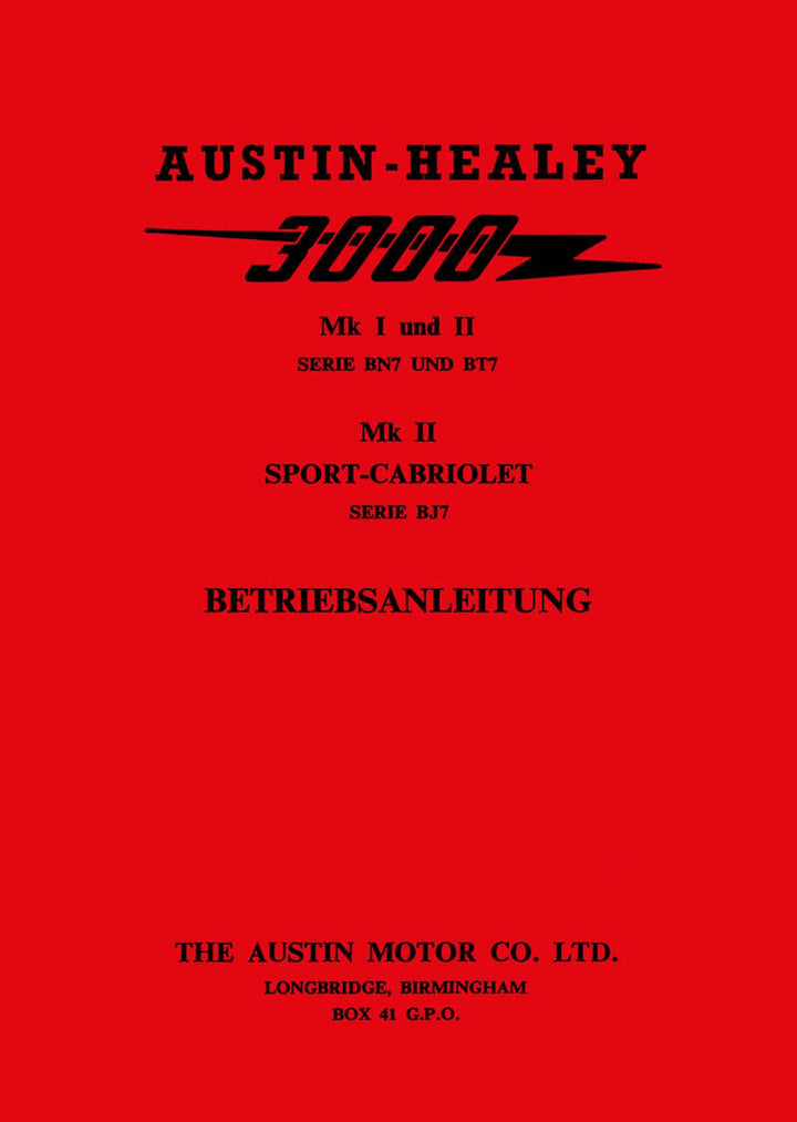 Austin-Healey 3000 MK I und MK II Betriebsanleitung, Buchcover