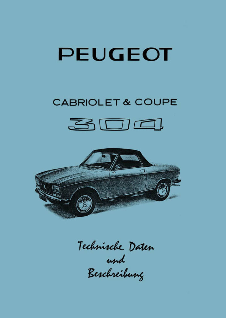 Peugeot 304 Cabriolet und Coupé Werkstattdaten, Buchcover