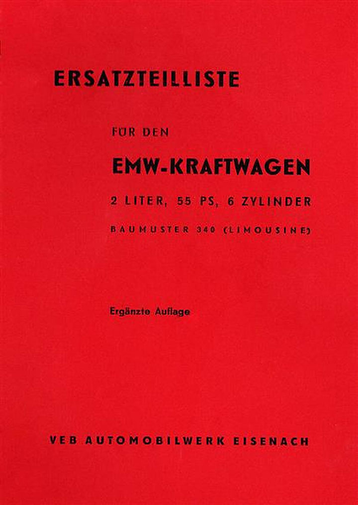 EMW-Kraftwagen Baumuster 340 Ersatzteilliste, Buchcover
