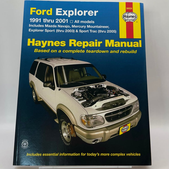 Ford Explorer; 1991 thru 2001; all models; includes Mazda Navajo, Mercury Mountaineer, Explorer Sport (thru 2003) and Sport Trac (thru 2005) (Haynes)