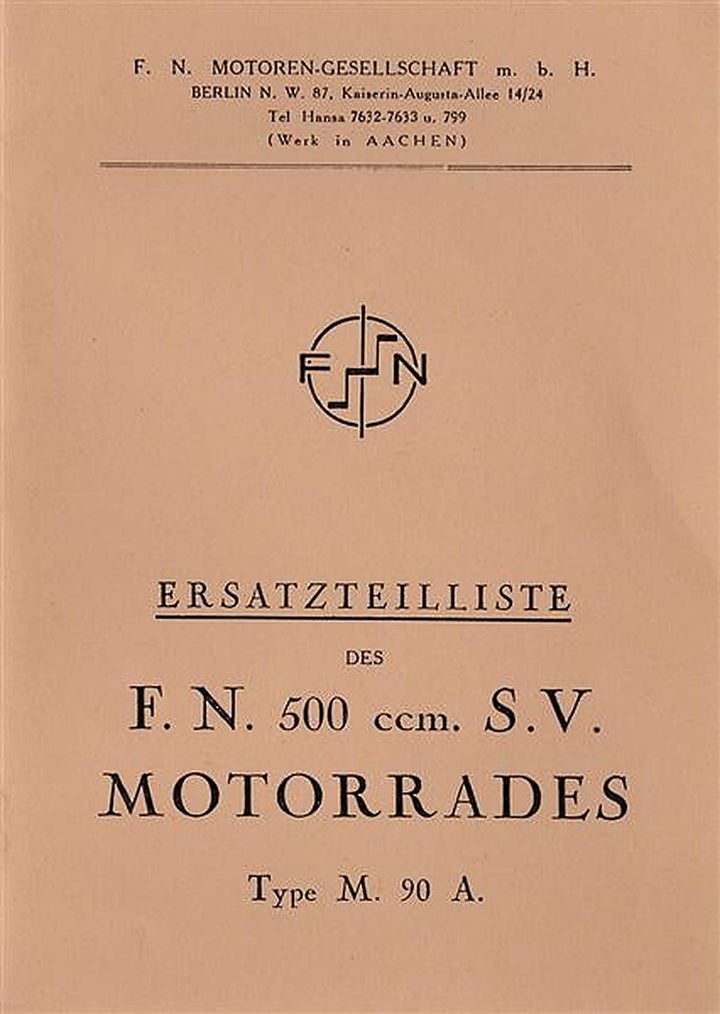 FN 500 SV Typ M90A Ersatzteilkatalog, Buchcover