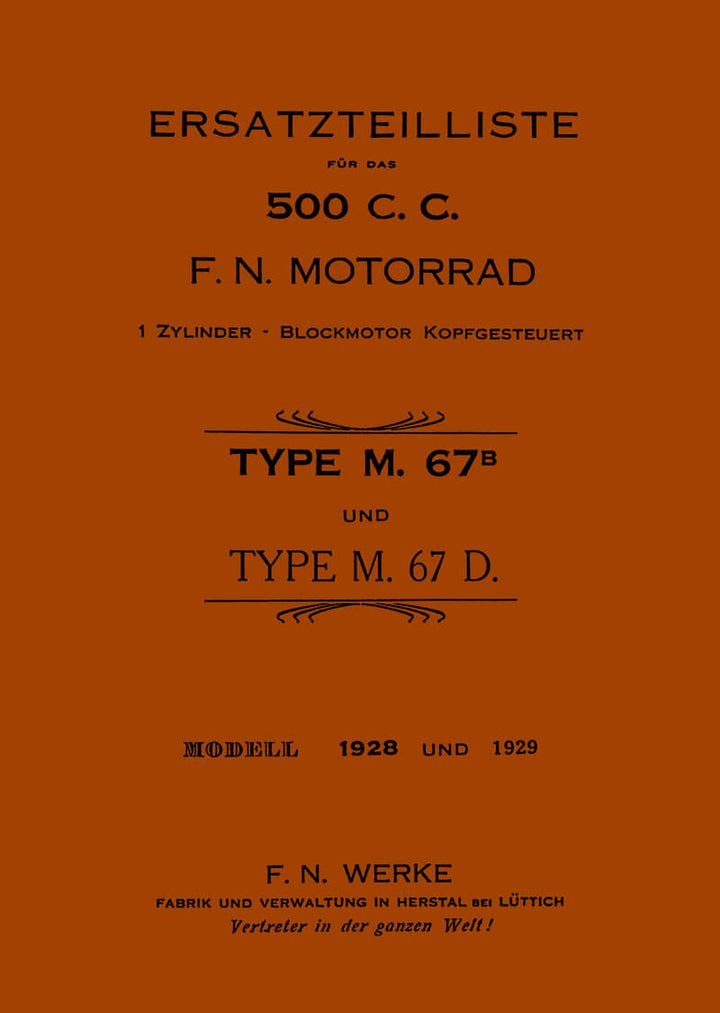 FN 500 Typ M67B und Typ M67D Ersatzteilkatalog, Buchcover