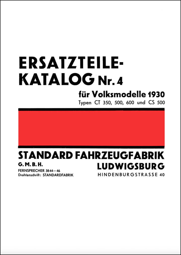 Standard CT350 CT500 CT600 CS500 Ersatzteilkatalog, Titelseite