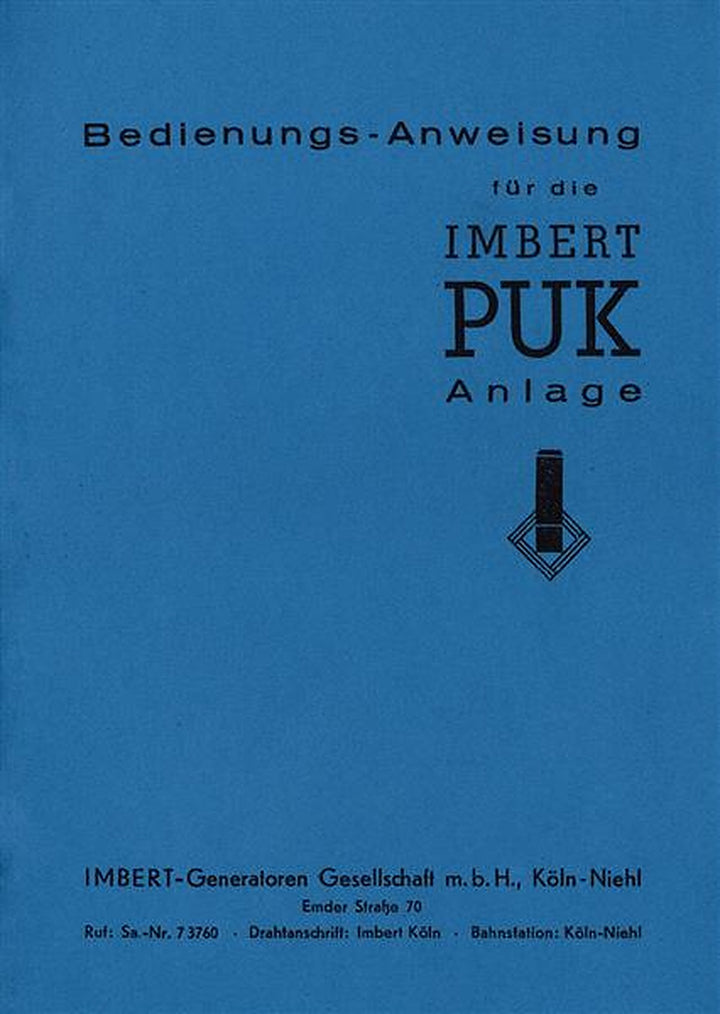 Imbert Holzgas Anlage PUK Bedienungsanleitung, Titelseite