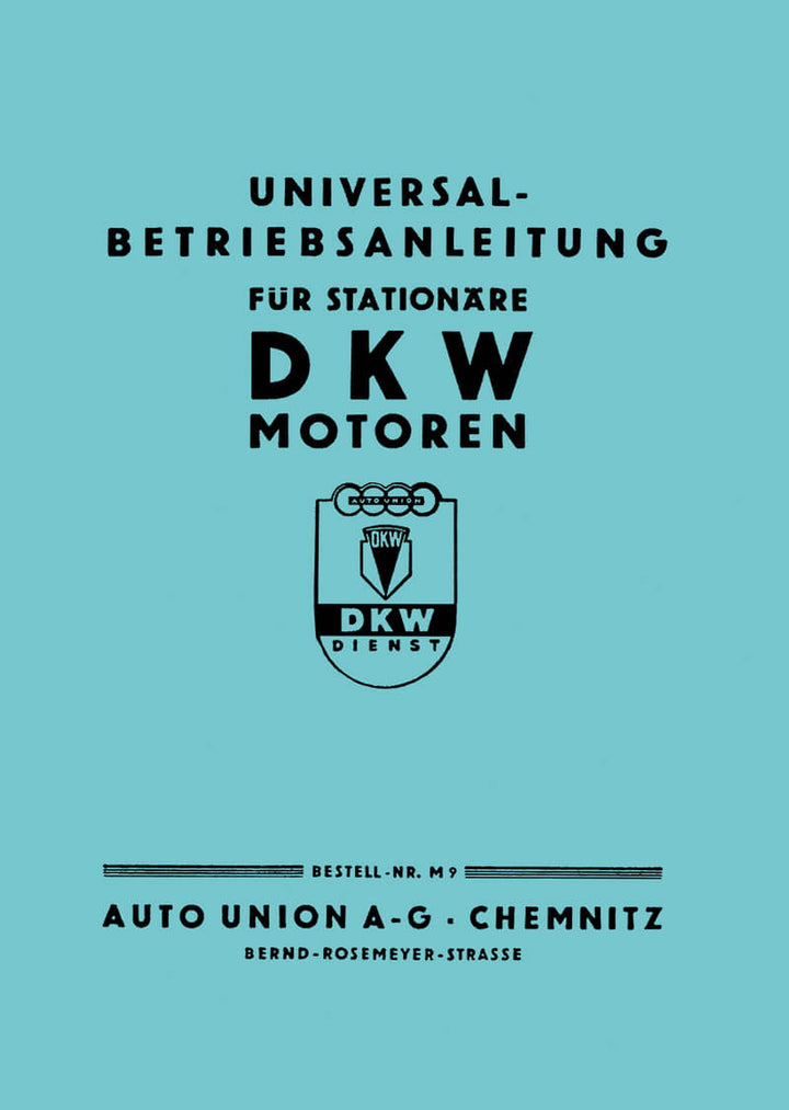 DKW Stationäre Motoren Betriebsanleitung, Titelseite