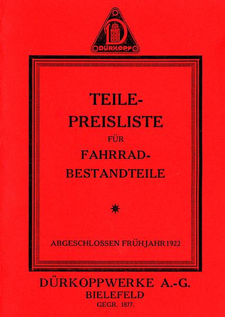 Dürkopp Fahrräder 1921-1922 Ersatzteilkatalog, Titelseite