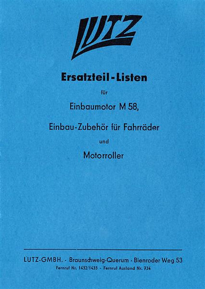 Lutz M58 Einbaumotor Ersatzteilkatalog, Titelseite