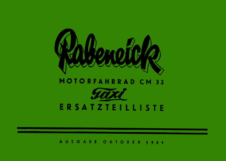 Rabeneick Taxi CM32 Ersatzteilkatalog, Titelseite
