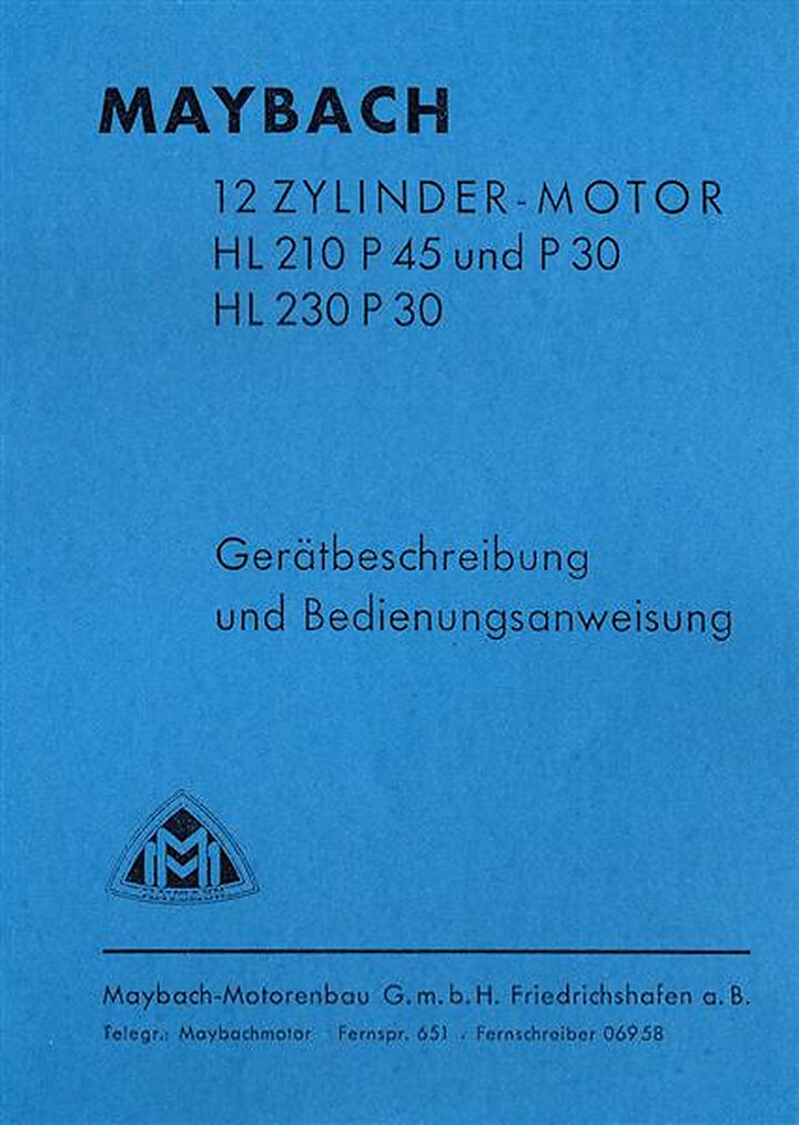 Maybach HL210 P45/P30 HL230 P30 Betriebsanleitung, Titelseite