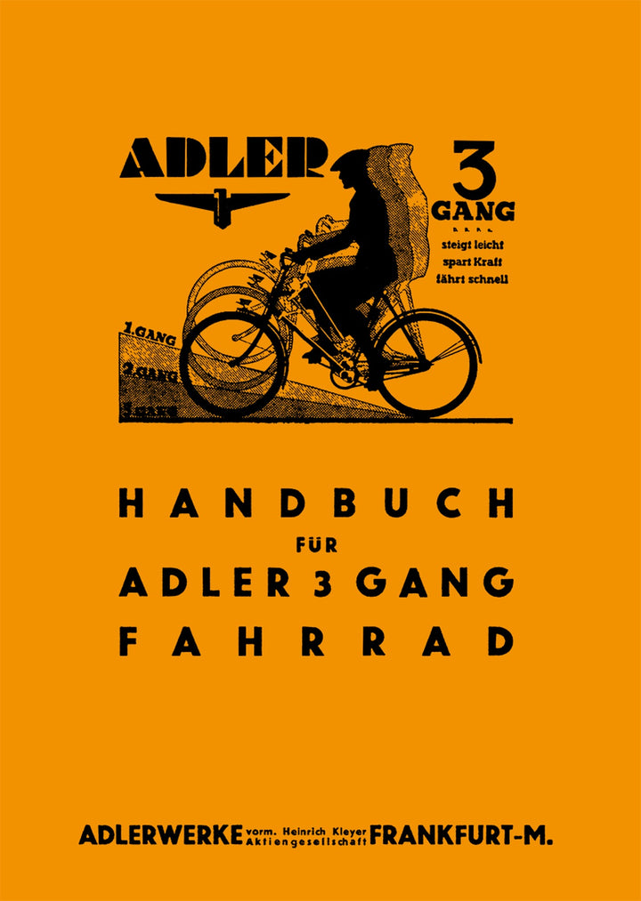 Adler Fahrrad 1935 Betriebsanleitung Reparaturanleitung und Ersatzteilkatalog, Titelseite