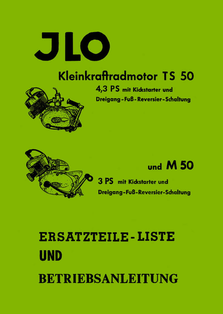 ILO TS50 und M50 Betriebsanleitung Ersatzteilkatalog, Titelseite