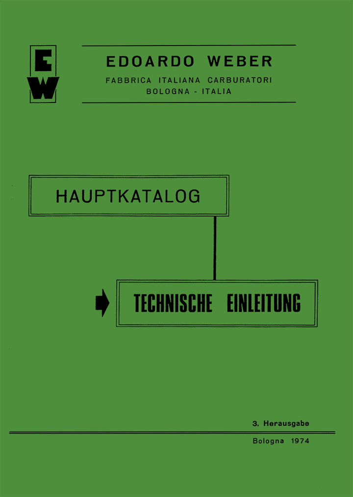Hauptkatalog und Technische Einleitung Weber Serie 40 DFA, 38 - 45 DCOE, Titelseite