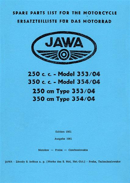 Jawa Typ 353/04 und Typ 354/04 Ersatzteilkatalog, Titelseite