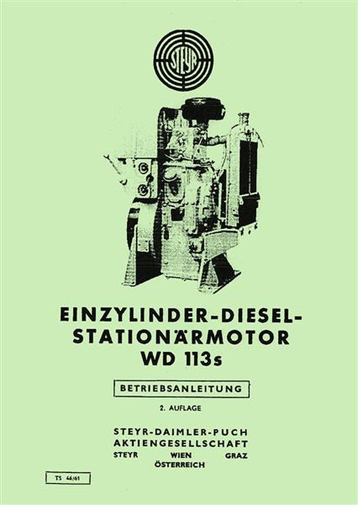 Steyr WD113s Stationärmotor Betriebsanleitung, Titelseite