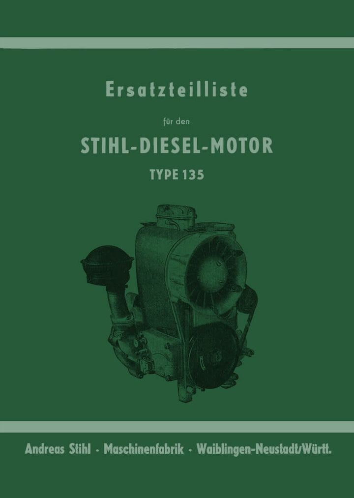 Stihl Dieselmotor 135 Ersatzteilkatalog, Titelseite