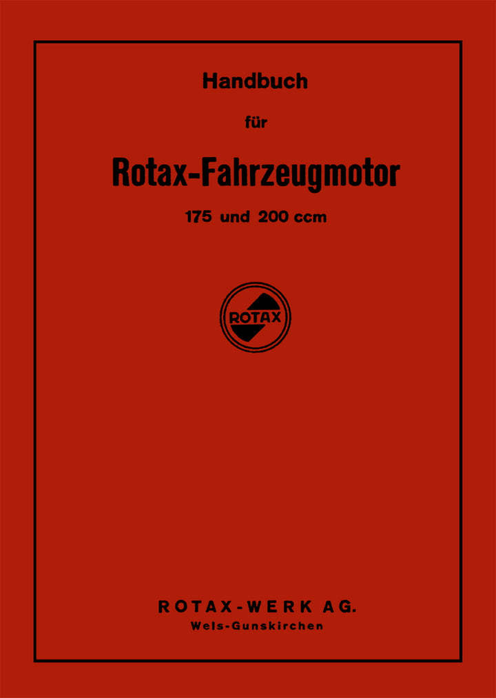 Rotax 175 und 200 ccm Fahrzeug-Motor Handbuch, Titelseite