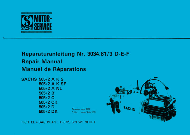 Sachs Motor 505/2 A, 505/1 A K S (F), 505/2 B, D, DK, 505/2 C (CK) Reparaturanleitung, Titelseite