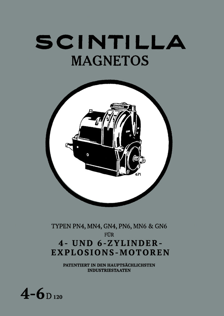 Scintilla Magnetos 4- und 6-Zylindermotoren, Betriebsanleitung, Titelseite