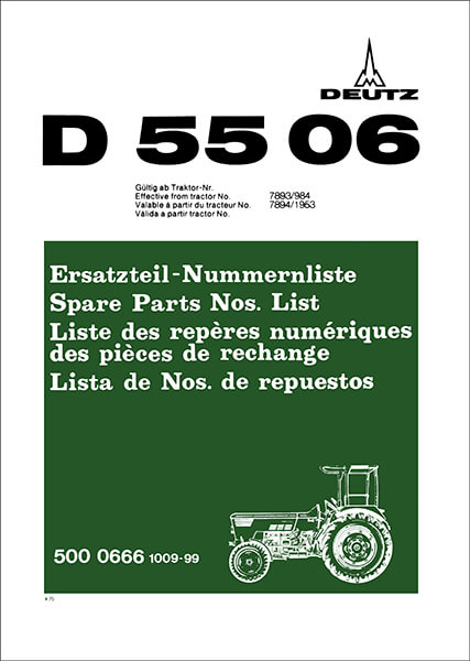 Deutz D 5506 Ersatzteilkatalog, Titelseite