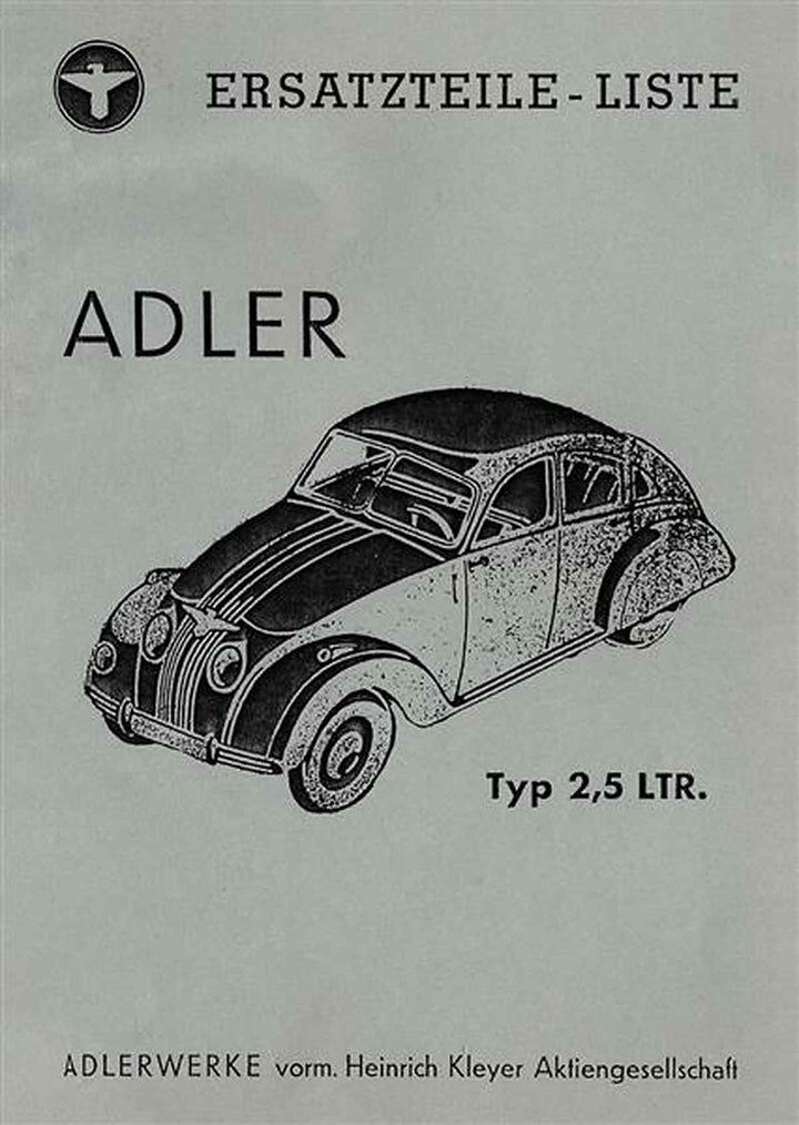Adler Typ 2.5 Ltr. Ersatzteilkatalog, Buchcover