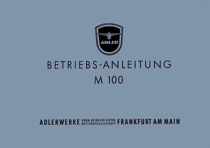 Adler M100 Betriebsanleitung, Buchcover