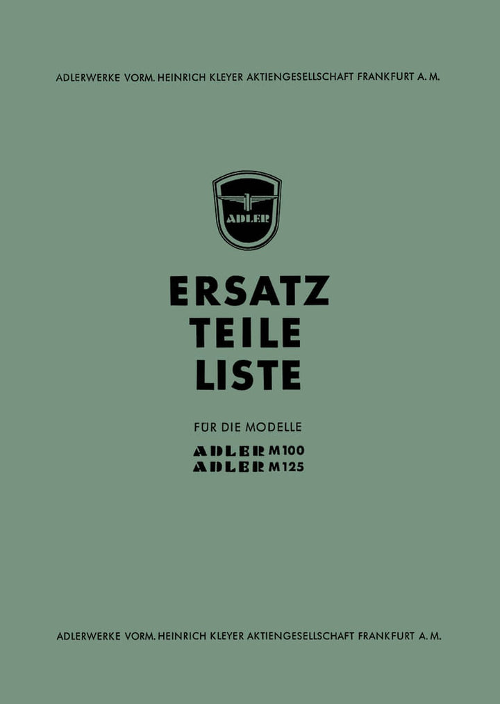Adler M100 und M125 Ersatzteilkatalog, Buchcover