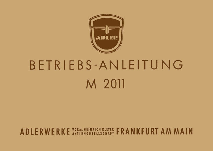 Adler M2011 Betriebsanleitung, Buchcover
