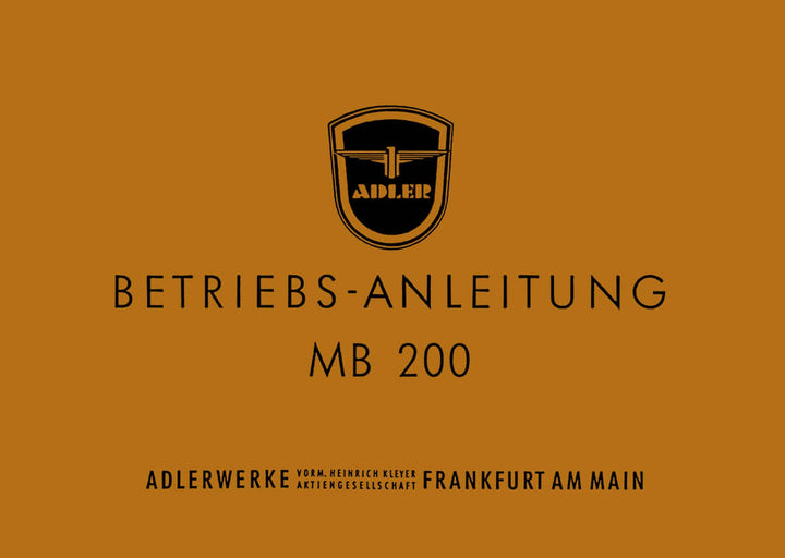 Adler MB200 Betriebsanleitung, Buchcover