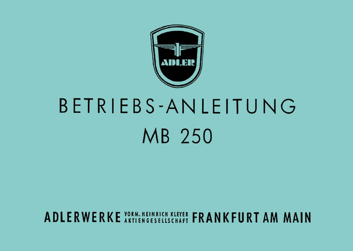 Adler MB250 Betriebsanleitung, Buchcover