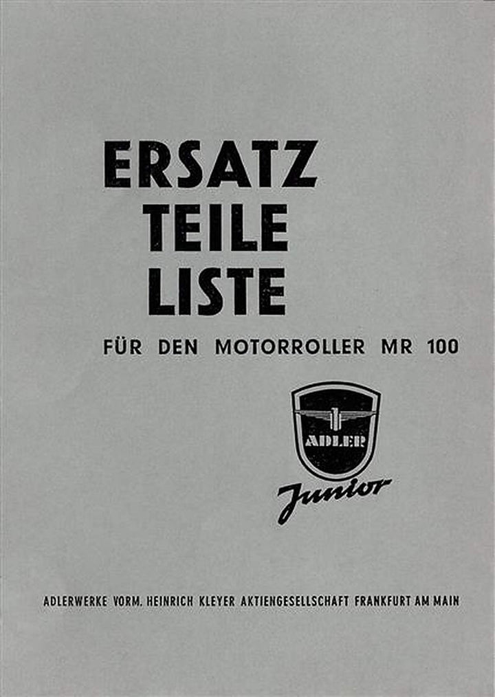 Adler MR100 Junior-Roller Ersatzteilkatalog, Buchcover