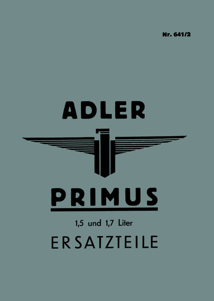 Adler Primus 1,5 ltr / 1,7 ltr Ersatzteilkatalog, Buchcover