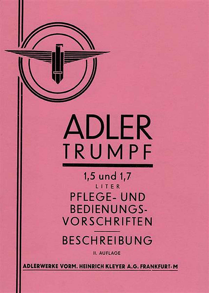 Adler Trumpf 1.5 und 1.5 Modelle Betriebsanleitung, Buchcover