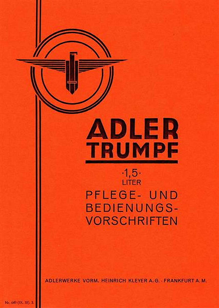 Adler Trumpf 1.5 Betriebsanleitung, Buchcover