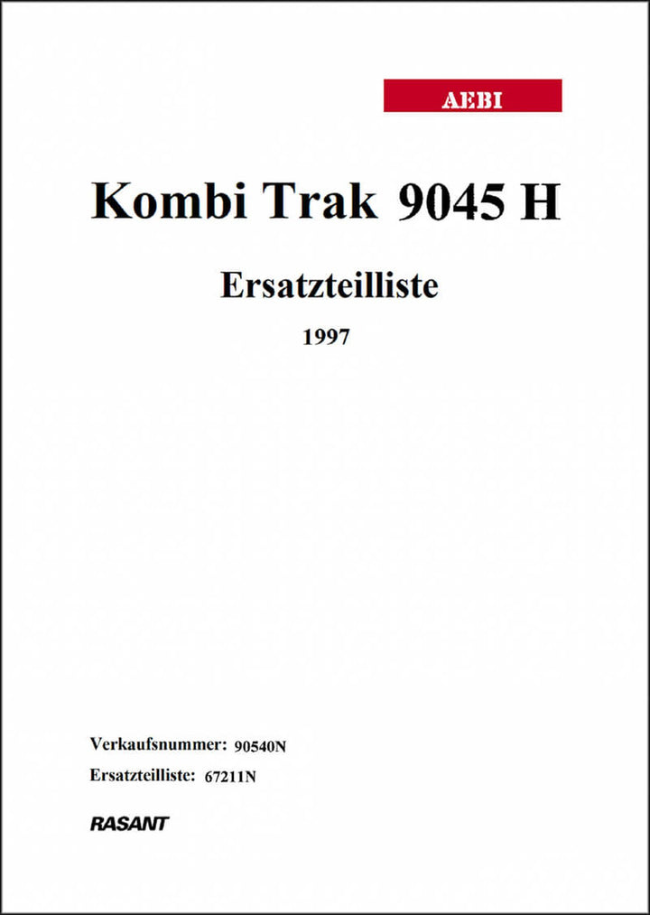 Aebi 9045H Kombi Trak Rasant Ersatzteilliste, Buchcover