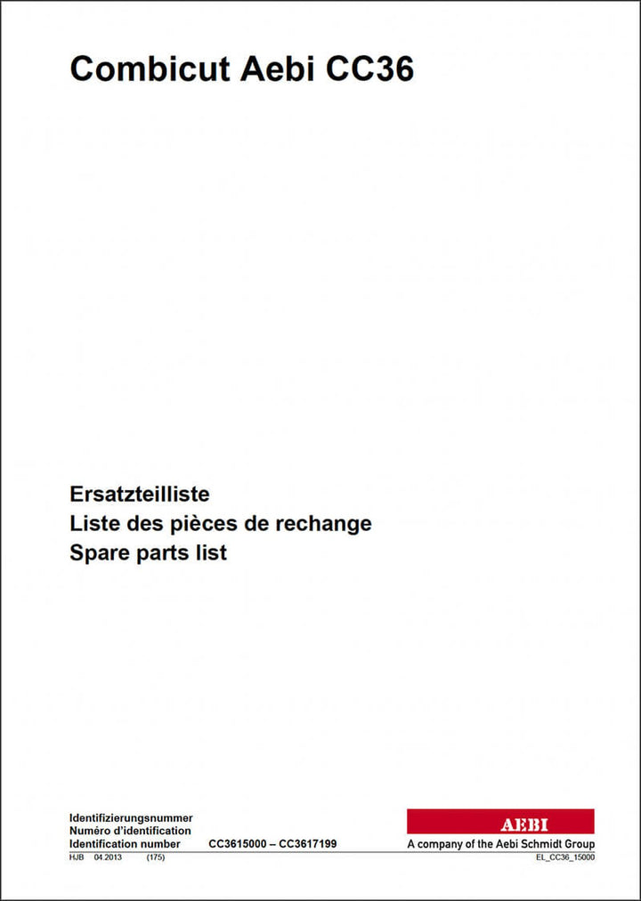 Aebi CC36 Combicut Ersatzteilliste, Buchcover
