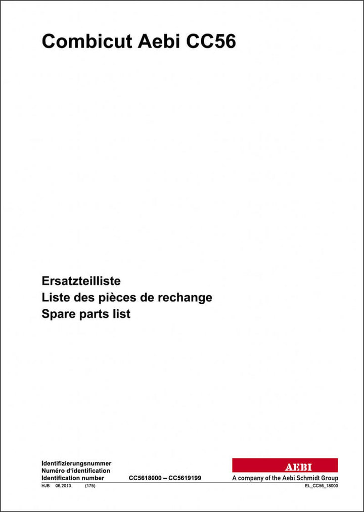 Aebi CC56 Combicut Ersatzteilliste, Buchcover