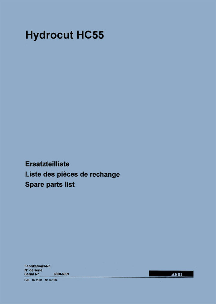 Aebi HC55 Hydrocut Ersatzteilliste, Buchcover