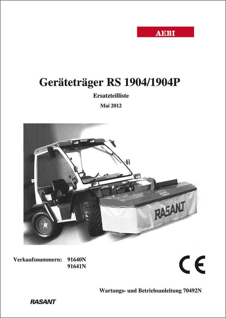 Aebi 1904 und 1904P Kombi Trak Rasant Ersatzteilliste, Buchcover