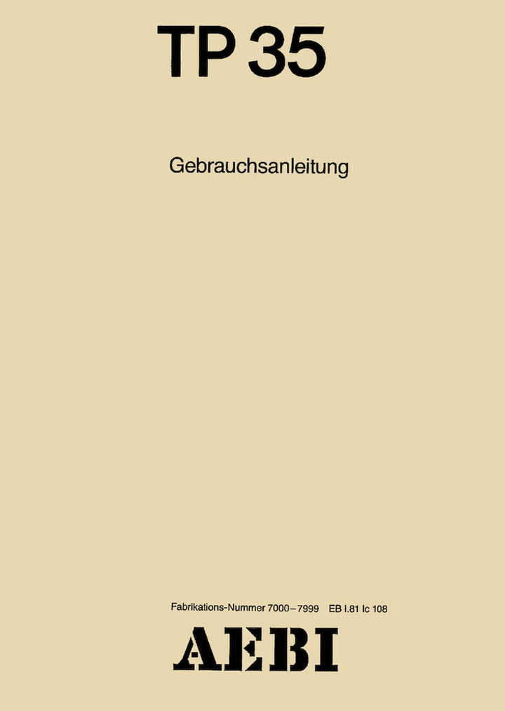 Aebi TP35 Betriebsanleitung, Buchcover